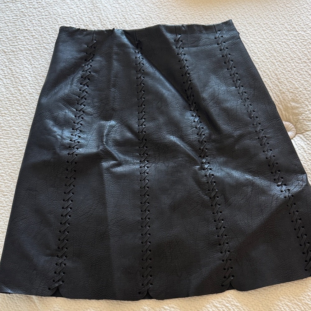 Elegant Faux Black Leather Skirt